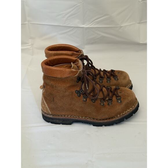 COBRA Suede Leather Alpine Mountaineering Boots Men 8 Women 9 Tan Made in Italy - Picture 1 of 10
